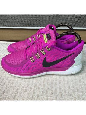 Nike Free 5.0 Women's Running Shoes Size 9.5 Bright Pink & Black Lightweight